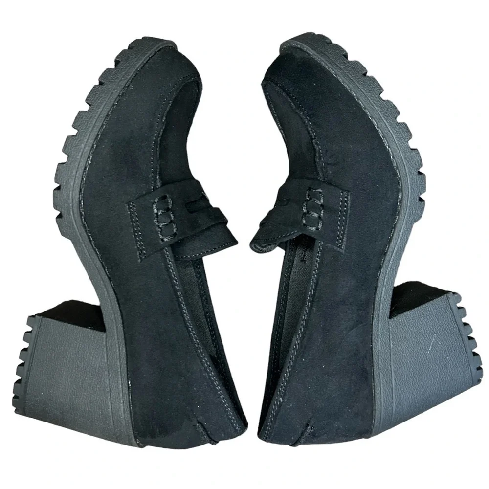 Sun + Stone Maycee Black Lug Sole Loafer Pumps Size 5